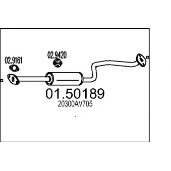 Silencieux central MTS 01.50189 pour NISSAN PRIMERA 1.8 - 115cv