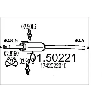 MTS 01.50221 - Silencieux central
