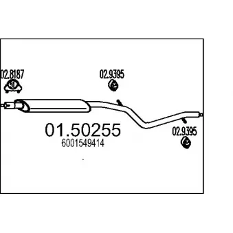 Silencieux central MTS 01.50255 pour RENAULT LOGAN 1.6 - 105cv