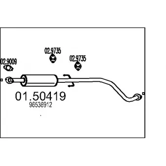 Silencieux central MTS 01.50419 pour DAEWOO KALOS 1.4 16V - 94cv