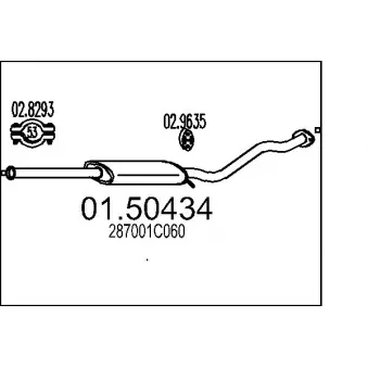 Silencieux central MTS 01.50434 pour HYUNDAI GETZ 1.3 - 82cv