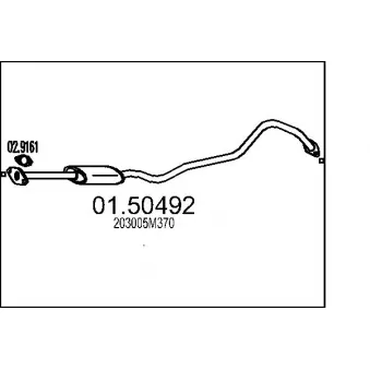 Silencieux central MTS 01.50492 pour SEAT IBIZA 1.0 - 75cv