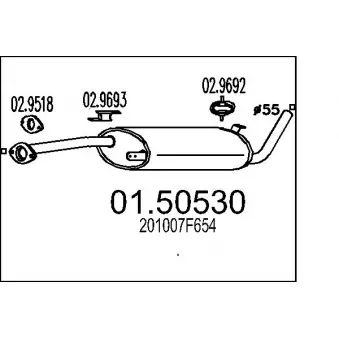 Silencieux central MTS 01.50530 pour NISSAN TERRANO 2.7 TD 4WD - 101cv