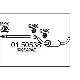 Silencieux central MTS OEM 1K0253209AE
