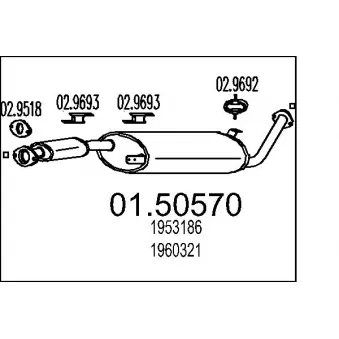 Silencieux central MTS 01.50570 pour NISSAN TERRANO 2.7 TD 4WD - 101cv