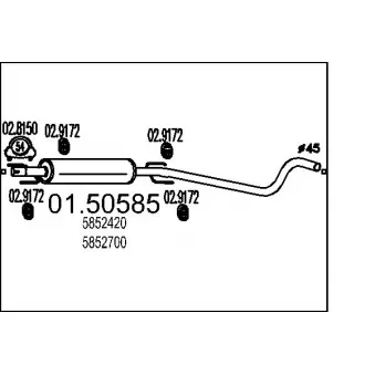 Silencieux central MTS 01.50585 pour OPEL ASTRA 1.6 - 116cv