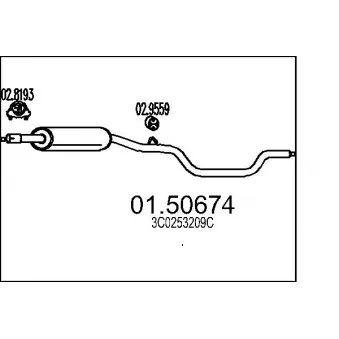 Silencieux central MTS 01.50674 pour TOYOTA CARINA 2.0 TDI - 136cv