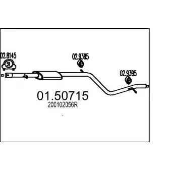 Silencieux central MTS 01.50715 pour ISUZU ELF 1.6 MPI 85 - 84cv