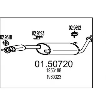 Silencieux central MTS 01.50720 pour NISSAN TERRANO 2.7 TD 4WD - 101cv
