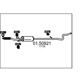 Silencieux central MTS 01.50821 pour PEUGEOT 207 1.6 VTi - 120cv