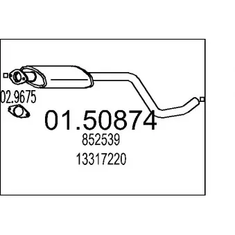 Silencieux central MTS 01.50874 pour CHEVROLET CRUZE 1.6 - 124cv