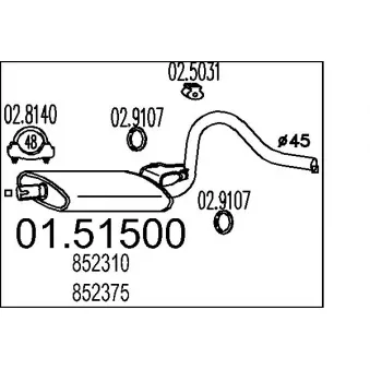 MTS 01.51500 - Silencieux central