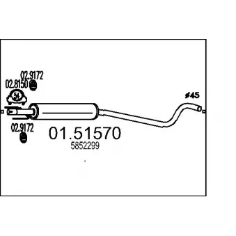 Silencieux central MTS 01.51570 pour PEUGEOT PARTNER 1.2 - 80cv