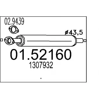 Silencieux central MTS OEM 1307932