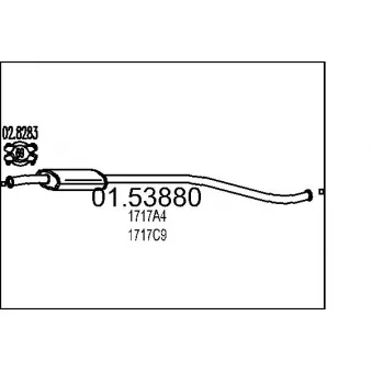Silencieux central MTS 01.53880 pour CITROEN XSARA 1.6 i - 88cv