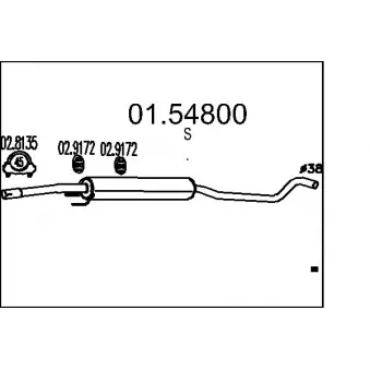 Silencieux central MTS 01.54800 pour OPEL CORSA 1.0 - 60cv