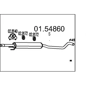 Silencieux central MTS 01.54860 pour OPEL CORSA 1.2 - 80cv