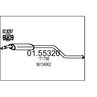 Silencieux central MTS 01.55320 pour CITROEN XSARA 1.9 TD - 90cv