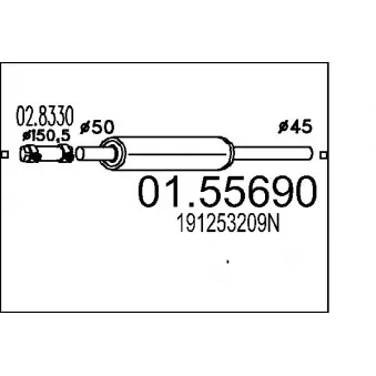 MTS 01.55690 - Silencieux avant