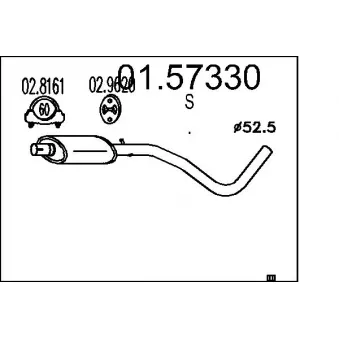 Silencieux central MTS 01.57330 pour FIAT STILO 1.9 JTD - 136cv