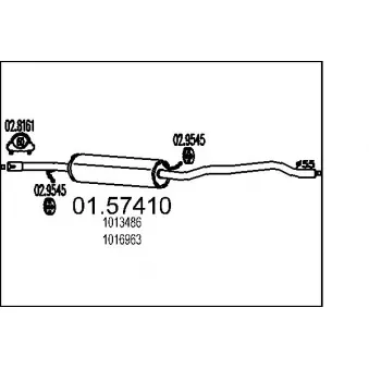 Silencieux central MTS 01.57410 pour SEAT ALHAMBRA 2.0 i - 115cv