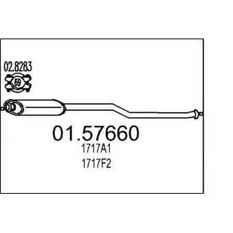 Silencieux central MTS 01.57660 pour CITROEN XSARA 1.6 i - 88cv