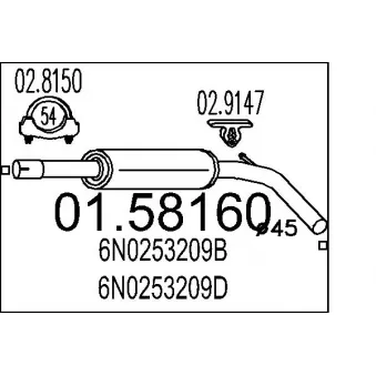 MTS 01.58160 - Silencieux central