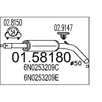 Silencieux central MTS OEM 6N0253209E