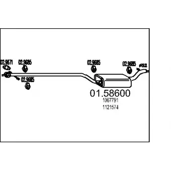 Silencieux central MTS 01.58600 pour FORD FOCUS 2.0 16V - 131cv