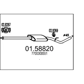 Silencieux central MTS OEM 7700308551