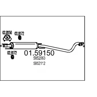 Silencieux central MTS 01.59150 pour OPEL ASTRA 1.4 16V - 90cv