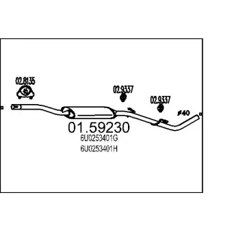 Silencieux central MTS OEM 6U0253401H