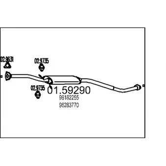 Silencieux central MTS 01.59290 pour DAEWOO LANOS 1.4 - 75cv