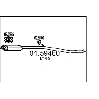 Silencieux central MTS 01.59460 pour CITROEN BERLINGO 1.6 BiFuel - 109cv