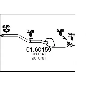 Silencieux arrière MTS 01.60159 pour MERCEDES-BENZ CLASSE C C 200 CDI - 116cv