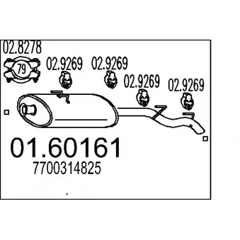 Silencieux arrière MTS 01.60161 pour OPEL MOVANO 2.8 DTI - 114cv