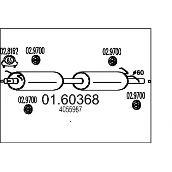 Silencieux arrière MTS 01.60368 pour FORD TRANSIT 2.4 DI - 90cv