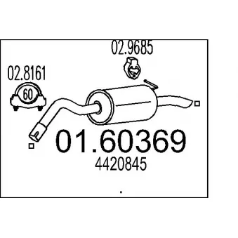 Silencieux arrière MTS 01.60369 pour FORD TOURNEO 1.8 TDCi - 90cv