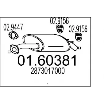 Silencieux arrière MTS 01.60381 pour HYUNDAI MATRIX 1.5 CRDi - 82cv