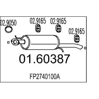 Silencieux arrière MTS 01.60387 pour SUZUKI X-90 2.0 - 116cv