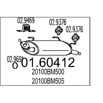 Silencieux arrière MTS 01.60412 pour NISSAN ALMERA 1.8 - 116cv