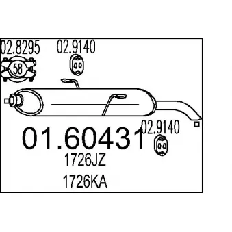 Silencieux arrière MTS 01.60431 pour PEUGEOT 306 1.4 SL - 75cv