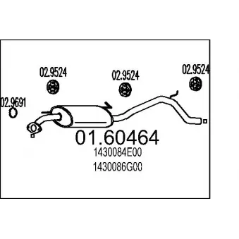 Silencieux arrière MTS 01.60464 pour RENAULT KANGOO 1.3 4x4 - 94cv