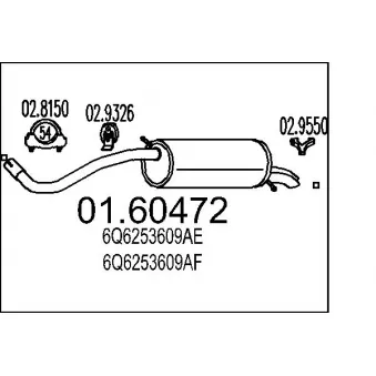 Silencieux arrière MTS 01.60472 pour SEAT IBIZA 1.9 SDI - 64cv
