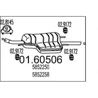 Silencieux arrière MTS 01.60506 pour OPEL ASTRA 1.6 - 103cv