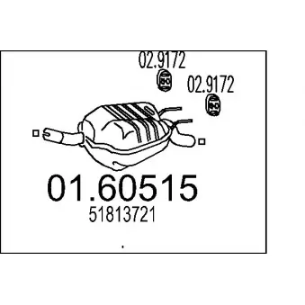 Silencieux arrière MTS 01.60515 pour ALFA ROMEO 159 1.8 MPI - 140cv