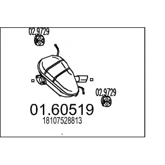 Silencieux arrière MTS 01.60519 pour BMW Série 1 120 i - 150cv
