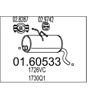Silencieux arrière MTS 01.60533 pour MITSUBISHI COLT 1.4 i - 75cv