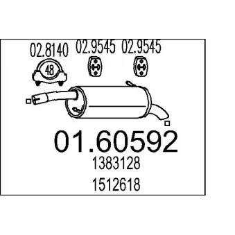 Silencieux arrière MTS 01.60592 pour FORD FIESTA 1.3 - 60cv