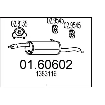 Silencieux arrière MTS 01.60602 pour FORD FUSION 1.4 - 80cv